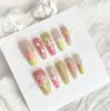 Estilo Dinastía Tang Uñas Portátiles Color Base Semi-Terminadas Pre-Hechas Dopamina Dulce Fresco Estilo Ins Uñas Postizas Francesas Oscuras