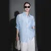 Jaqueta Camisa Solta Tencel Lyocell para Mulheres com Design de Bolso Único, Camisa Versátil com Aparência de Linho, Top Solto, Novo para o Verão