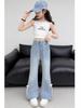 Jeans de Tencel para Meninas de Verão Crianças Novo Material Fino Elástico Calças Externas para Crianças de Meia-Idade Calças Flare de Verão Largas