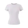 Camiseta Corta de Manga Corta con Cuello Redondo Simple de Moda Verano Nuevo Versátil Ajustado Casual Base de Tencel Lino Top