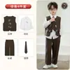 Novo Terno Estilo Chinês para Meninos com Bordado de Panda, Roupa Tradicional Chinesa para Crianças, Conjunto de Colete para Apresentação