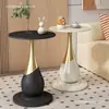 Mesa redonda pequeña moderna de lujo ligero, mesa auxiliar estilo europeo, mesa de centro para sofá, mesa de rincón italiana de estilo ins moderno, mesita de noche móvil
