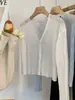 Cárdigan de Punto de Seda de Hielo Delgado y Largo de Manga Larga para Mujer, Ropa Exterior de Primavera, Chal con Protección Solar, Top para Cubrirse del Aire Acondicionado