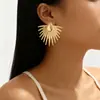 Pendientes Europeos y Americanos Nuevos Transfronterizos para Mujer Anillo Geométrico Exagerado Pendientes de Diseño Metálico Irregular Pendientes Versátiles para Mujer