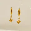 Pendientes de Acero Inoxidable con Zirconita Octagonal con Forma de Estrella E65 Chapados en Oro al Vacío para Horno Accesorios de Moda Europeos y Americanos