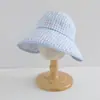 Sombrero de Sol a Cuadros Estilo Coreano para Niños, Estilo Delgado de Verano, Ala Ancha, Sombrero de Copa Abierta para Niñas, Sombrero de Sol Transpirable con Protección Solar