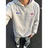 Moletom com capuz bordado com emblema da Inglaterra estilo americano de rua, masculino, fino e de corte solto para primavera/outono, marca nicho moderna, jaqueta para casal