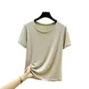 Camiseta de verano fina de color liso con cuello redondo y manga corta, hecha de tela modal, top casual y simple, nueva prenda interior holgada para mujer