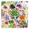 50 Pegatinas de Especímenes de Plantas, Hojas y Flores, Decoración Impermeable Creativa para Fundas de Teléfono Móvil, Pegatinas para Laptop
