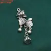 Anillo Cuadrado Doble de Peso de Plata de Ley Accesorios de Golpeteo Retro Vestido Hoja de Loto Loto Dosel de Loto Material Hecho a Mano DIY Accesorios