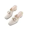 Medias Pantuflas Baotou para Mujer 2026 Nueva Moda Primavera y Verano Estilo Francés Mules de Tacón Medio Grueso Sandalias Slip-On