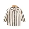 Camisas para Niños y Niñas 2025 Primavera Nueva Camisas Infantiles Estilo Primavera y Otoño Niños Riendo Rayas Camisas de Manga Larga para Hombre Chaquetas