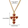 Collar con Colgante de Cruz en Forma de Corazón de Nuevo Estilo Transfronterizo para Mujer, Colgante Colorido de Moda, Colgante de Amor Chapado en Oro de Acero Inoxidable