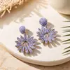 Brincos de Flor Estilo Férias Boêmio para Mulheres, Brincos de Ráfia Trançada Tendência Nicho, Acessórios de Orelha Exagerados Atacado