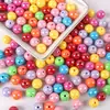 Cuentas Redondas Acrílicas Redondas de 8-16 mm Cuentas Sueltas Cuentas Chapadas Color Macarrón Cadena de Teléfono Móvil DIY Pulsera Joyería Accesorios para Ensartar