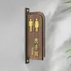 Señales Verticales de Baño Doble Cara para Hombres y Mujeres, Indicadores de Baño, Señales de Madera para Puerta de Baño de Hotel