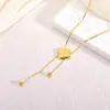Nuevo y Moderno Versátil Collar de Acero de Titanio Esmerilado con Borla de Trébol de Cuatro Hojas de la Suerte, Chapado en Oro de 18 Quilates, No se Desvanece, Joyería Sencilla