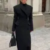 Abrigo Largo Elegante Estilo Coreano con Diseño Británico para Mujer, Sensación de Alta Gama, Nuevo Elegante Abrigo de Lana Otoño 2026