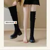Botas altas de tacón alto estilo coreano para mujer, otoño e invierno, con suela gruesa, nuevo modelo 2026, plegables, hasta la rodilla, de doble uso, botas de montar adelgazantes