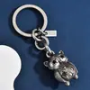 Llavero de búho vintage desgastado con diseño de incrustaciones de diamantes, colgante único y personalizado, accesorio para bolso, pequeño regalo creativo