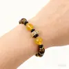 Pulseras Retro Estilo Hong Kong Otoño e Invierno para Mujer, Cristal Amarillo de la Torre de la Fortuna Joyería Vintage, Pulseras de Ojo de Tigre de Nicho