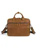 Maletín de Piel Crazy Horse para Hombre de Piel Genuina, Bolso de Mano Retro para Negocios, Bolso Cruzado de Piel de Vaca de Primera Capa para Portátil de Viaje