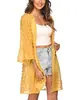 Cardigan de playa de gasa con borlas jacquard para mujer, verano 2023, transpirable, manga 3/4, blusa para nadar