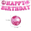 Decoración para Fiesta de Cumpleaños Tema Disco Vaquero Rosa para Niña Banderín Pancarta Set de Globos