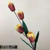Tecido Artificial de Veludo Estilo Europeu com 4 Flores Artificiais Grandes de Tulipa de Galho Alto para Arranjos Florais de Chão, Venda Direta do Fabricante