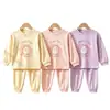 Pijama lindo de primavera y otoño para niñas, ropa de casa para bebé, ropa para el aire acondicionado de verano, conjunto de top de manga larga y pantalón largo, ropa cálida para niños