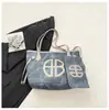 2026 Estampa de Letras Novo Estilo Simples Casual Textura Grande Capacidade Conjunto de Duas Peças Bolsa de Ombro Bolsa Tote de Axila Bolsa Feminina