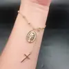 Pulseira com Pingente Cruzado Nova Moda Europeia e Americana Personalizada Nicho Terço Versátil Diário Feminino Pulseira com Pingente