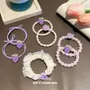 Set de Cintas para el Cabello Flor de Encaje Uva Morada ins Girly Dulce Anillo de Salchicha Alto Valor Cuerda para el Cabello Linda Accesorios para el Cabello