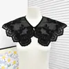 Estilo coreano redutor de idade boneca gola falsa dupla camada de organza bordado forro gola primavera e verão vestido exterior xale decorativo