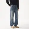 Calça jeans masculina 2026 coleção outono e inverno nova básica simples moderna versátil caimento estilo stretch azul médio vintage