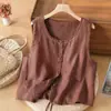 Chaleco de Algodón y Lino de Nuevo Estilo para Mujer, Top Holgado Artístico Retro para Mujer