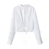 Venta al por mayor transfronteriza 2026 estilo europeo y americano moda versátil casual simple corbata de moño manga larga camisa de mujer G80532