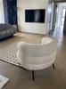 Cadeira de Maquiagem Bobo para Apartamento Pequeno Casual Veludo de Cordeiro Branco Cadeira de Lounge de Lazer Sofá Individual de Tecido para Quarto Varanda Moderna