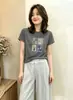 Camiseta de Algodón Acanalado Guangzhou Shisanxing de 220g para Mujer, Top de Manga Corta Ajustado, Venta Directa de Verano desde el Mercado, Envío Directo de una Pieza