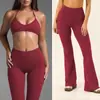 Conjunto de Yoga Transfronterizo Sexy Sujetador Halter Espalda Hermosa Pantalones Acampanados para Mujer Ropa Deportiva para Correr Fitness Conjunto de Yoga