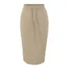 Conjunto de Moletom Cropped com Capuz e Zíper Estilo Coreano Feminino Outono Saia Midi Elástica com Cordão e Fenda nas Costas