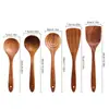 Espátula de Madera de Acacia Hoja Pequeña Transfronteriza, Espátula de Cocina, Cuchara para Sopa, Espátula de Madera, Juego de Utensilios de Cocina de Madera de Teca, Madera