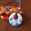 Estilo Étnico Colgante Antiguo Cerámica de Jingdezhen Cadena para Clavícula Cadena de Suéter Joyas para Pareja Estudiante