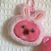 Orejas de Conejo Peludas Lindas Colgante de Cabeza de Castor Colgante de Mochila Llavero Juguete de Peluche Rosa Decoración de Bolso