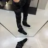 Marca de Moda de Alta Gama Estilo Americano Patchwork Bordado de Línea Irregular Jeans de Campana Ajustados Pantalones Negros de Moda Pantalones de Campana para Hombre