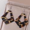Pendientes retro franceses con estampado de leopardo, de acrílico, con diamantes huecos, geométricos, europeos y americanos, distintivos, joyería para las orejas para mujer.