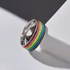 Los Anillos de Acero de Titanio Son Artículos de Venta Caliente Transfronterizos, los Anillos de Pareja Arcoíris Son Populares Anillos Coloridos Personalizados de Acero Inoxidable, Joyería Unisex