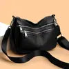 Bolsa transversal transfronteiriça feminina 2025 nova couro genuíno grande capacidade multi-compartimentos camada superior bolsa de couro bovino bolsa de ombro feminina moderna