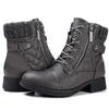 Botines Cálidos Cortos de Comercio Exterior Europeo y Americano para Mujer de Otoño e Invierno, con Cremallera Lateral, Botas Martin Planas con Hebilla de Cinturón, Zapatos para Mujer de Talla Grande
