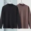 Camiseta Base Versátil Ins-Trendy de Manga Larga de Color Sólido de Doble Cara de Forro Polar para Hombre DeRong 2025 Otoño/Invierno Nuevo de Cuello Alto
